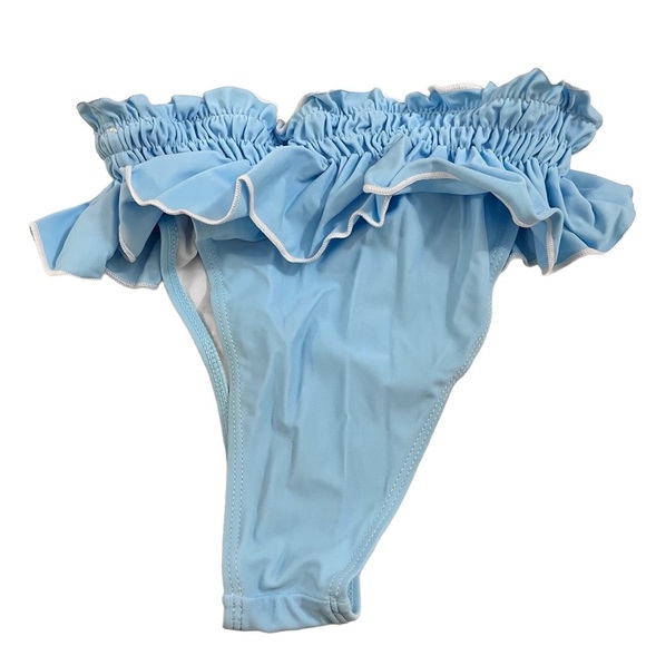 Baby Blue Ditsy Triangle High Waisted Ruffle Trim Bikini Size Medium - Picture 7 of 9